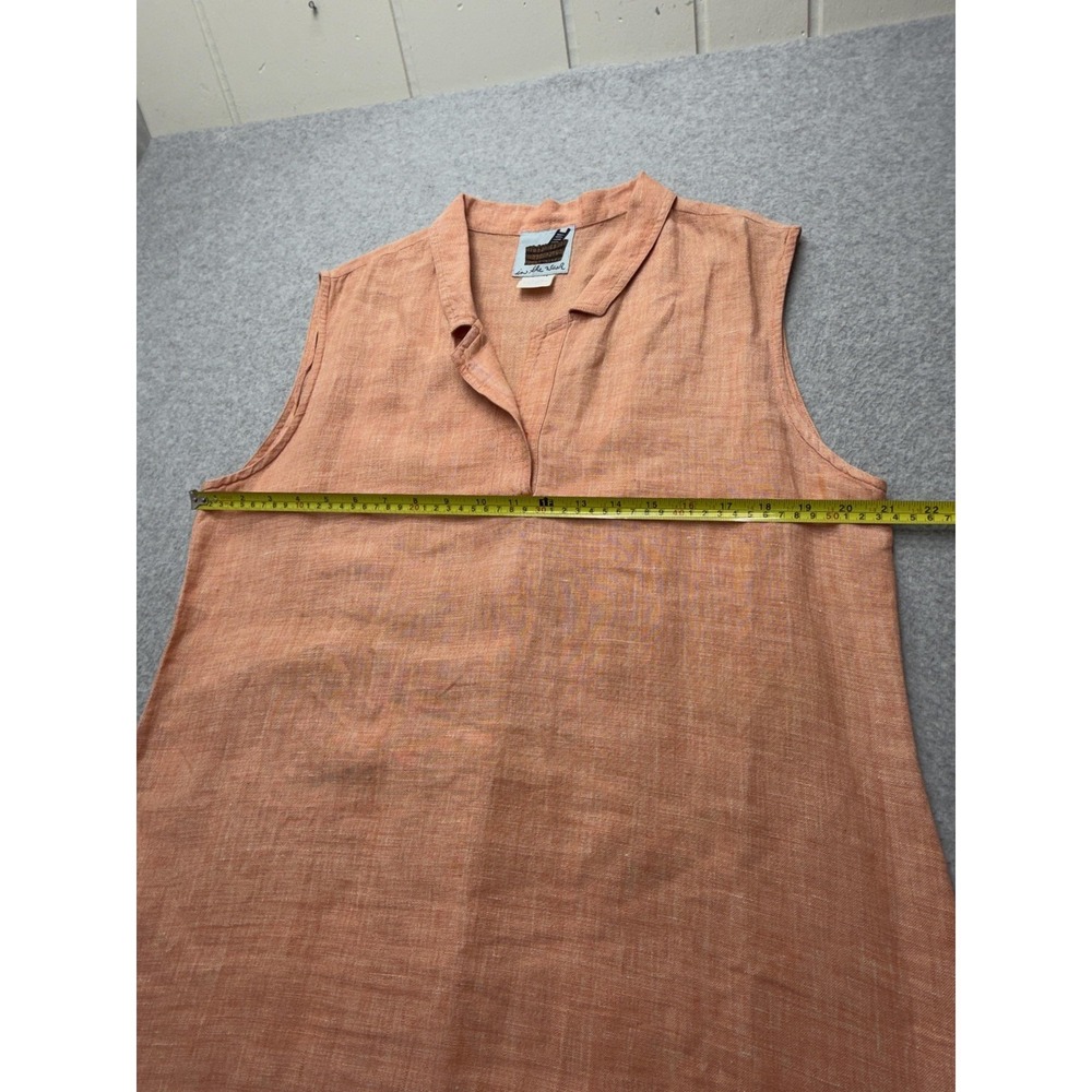 In the Wash Womens Linen Dress XL Peach Sleeveless Shift A Line Split Neck Tunic - Picture 7 of 10